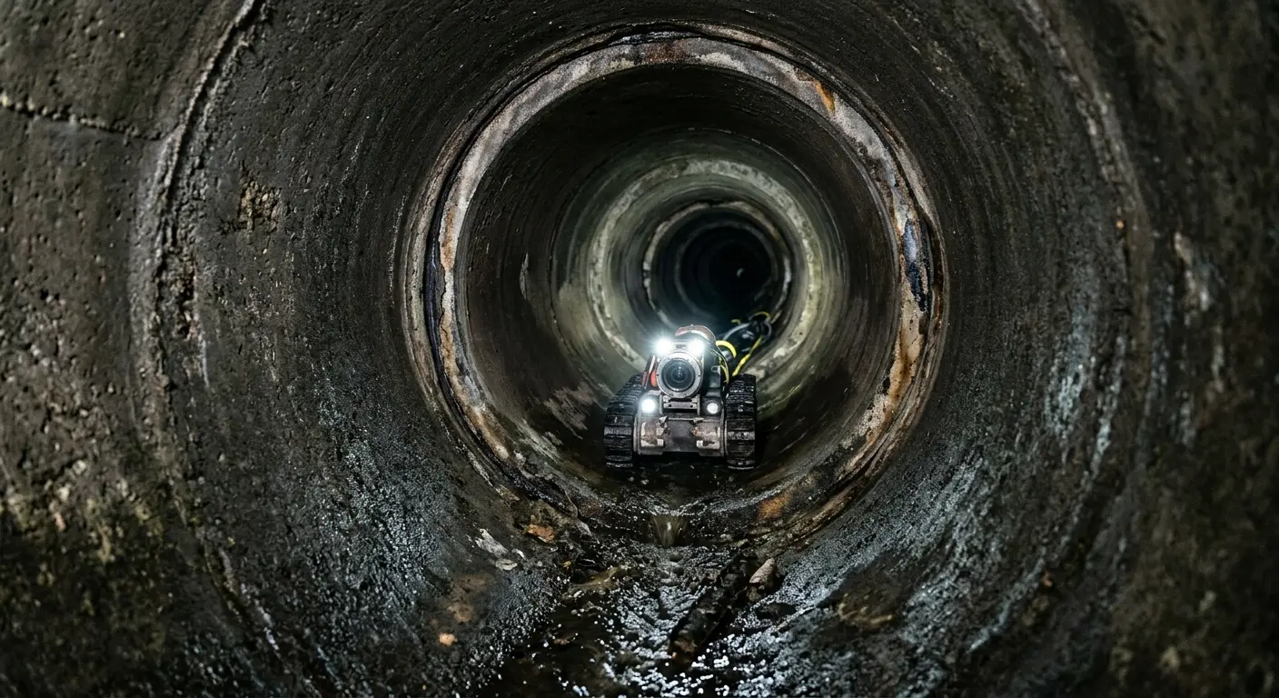 Robotic sewer camera inspecting pipe interior for Sewer Line Repair in Keystone